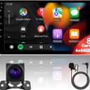 10inch 8Core 4+64GB QLED Full Touch Screen Android Car Radio Audio Video Stereo Player for Double Din Raido with CarPlay Android Auto 4G&WiFi DSP FM&AM BT MirrorLink Split Screen PIP GPS Navigation