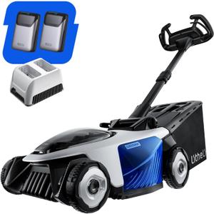 Electric Lawn Mower, Self-propelled Lawn Mower Cordless 40V(2x20V) 18.5" Brushless Mower with Electric Cutting Height Adjustment, Higher Rotation Speed, 2 x 4.0Ah Battery and Rapid Charge Included