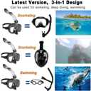 Bairuifu Latest Half Face Snorkel Mask with Easy Breathing Dry Top System, Foldable 180 Degree Panoramic View Snorkeling Mask with Camera Mount, Anti-Leak & Anti-Fog
