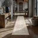 HUGEAR Hallway Runner Rugs 3x8 Beige Washable Rug Neutral Vintage Rug Carpet Distressed Soft Durable Non Slip No Shedding for Indoor Bedroom Kitchen Dining Nursery Laundry