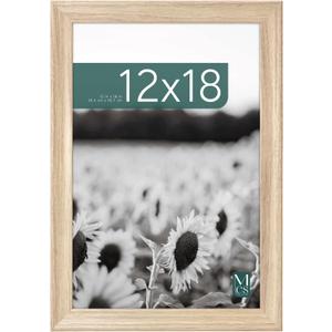 MCS Studio Gallery Classic 12x18 Picture Frame Natural Woodgrain, Vertical & Horizontal Wall Hanging Large Picture Frame for Photos, Posters & Art Prints (1-Pack)