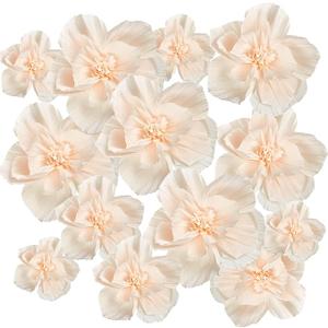 Cholemy 24 Pcs Tissue Paper Flowers, Crepe Paper Flowers Decorations 8" 10" 12" for Wedding Party Baby Bridal Shower Carnival Party Birthday Nursery Wall Decor(Beige)