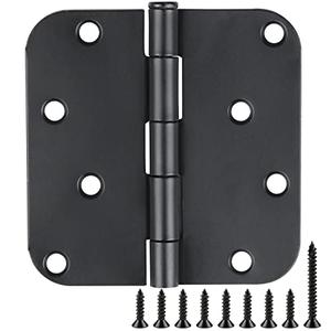 12 Pack Black Exterior Door Hinges 4 Inch Matte Black Door Hinges 4 Inch Black Hinges for Doors Rounded Edge 5/8" Radius Corners Door Hardware Security Commercial Grade Door Hinge 4"x 4" JIW