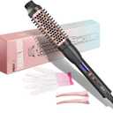 Thermal Brush Heated Round Brush: 2 in 1 Hot Hair Comb with 9 Temp Settings for Straighten and Curly Hair - Voluming Styler Tool Can Straighten, Smooth, Travelling(Black)