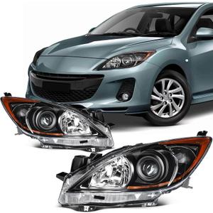 SCITOO Headlight Assembly Fits For 2010-2013 for Mazda 3 Headlamp Driver and Passenger Side