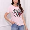 Valentines Day Shirt for Women Love Heart Printed T-Shirts Casual Summer Tee Tops (M)
