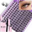 Natural Lash Clusters Kit Wispy Eyelash Clusters CC-Curly Cluster Eyelash Extensions 132 pcs Individual Lash Extensions DIY Lash Extension Kit with Lash Bond and Seal and Remover Lash Kit by Mavphnee