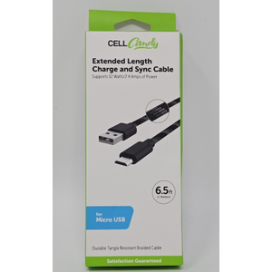 6 1/2 Extended Length Charge and sync Durable Tangle Resistant Braided Cable