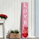 Pink Valentines Decor Valentines Porch Sign Porch Decor Hearts Outdoor Decorations Wooden Door Decorations Indoor Outside Welcome Sign for Front Door 46.8 Inch