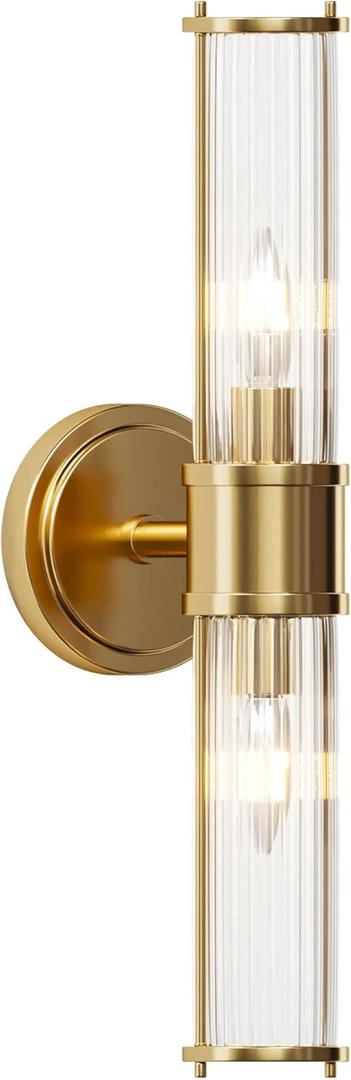 Gold Wall Sconce Light Fixture - Bathroom Sconce Indoor Industrial Wall Sconce Vanity Light Wall Light Up and Down Wall Mount Lamp for Bathroom Bedroom(Without Bulb)