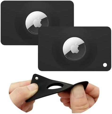 2Pack Airtag Holder Wallet Card,Slim Air tag Card,Airtags Card Case for Wallet,Purse,Handbag,Clutch,Backpack,Pocket,(Black, Airtag Not Included), Pack Of 2