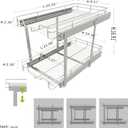 EZKAZA Pull Out Cabinet Organizer 11.5" W x 21" D, 2-Tier Kitchen Cabinet Pullout Shelf and Drawer Organizer Slide Out Pantry Storage Basket, 10.2" W x 21" D x 2.4" H for Bottom Basket Size