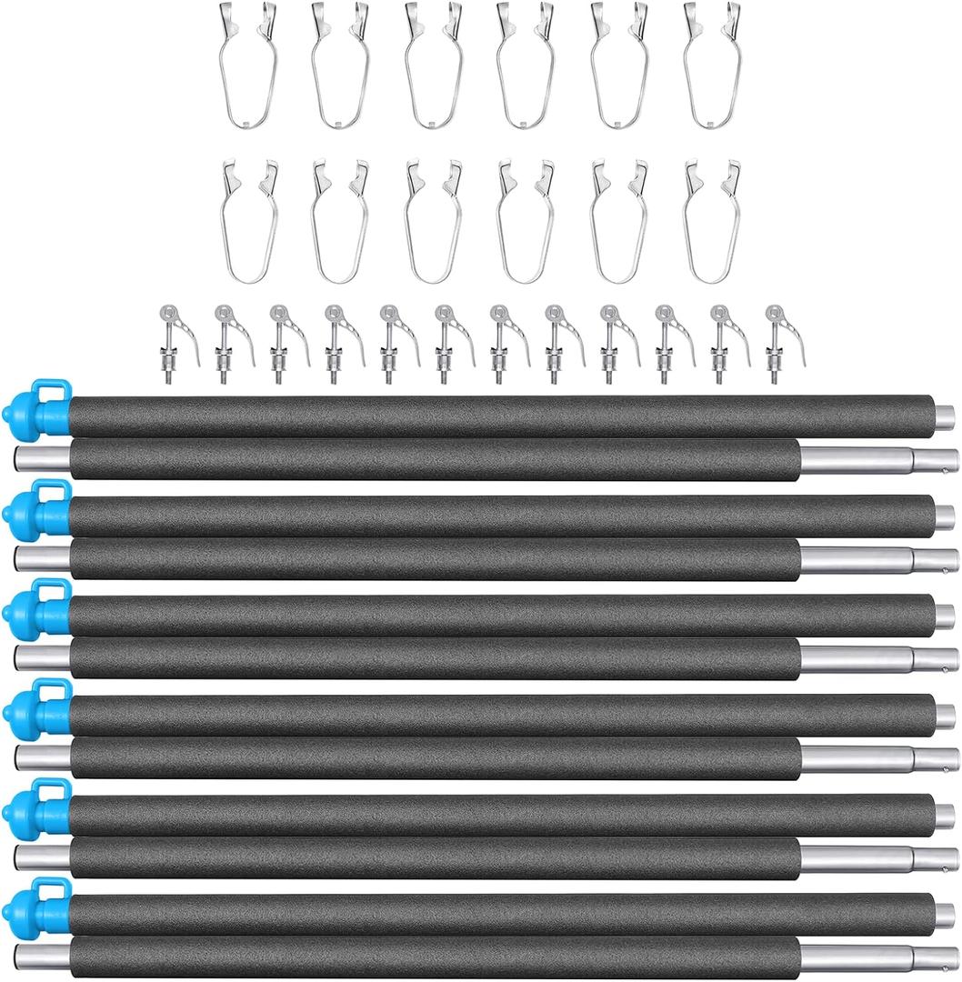 Universal Trampoline Replacement Enclosure Poles with Clamp and Hardware