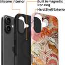 Case for iPhone 16 Plus,[Compatible with MagSafe]Retro Watercolor Shells Design Phone case,Hybrid Double-Layer Protection,Shockproof Fingerprint Resistant