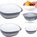 Colander Bowl Set of 2, Nesting Large Capacity Plastic Food Strainer for Pasta, Vegetables and Fruits Washing Draining Basket, Space Saving, BPA Free (Grey)