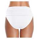 Tempt Me Women's High Waisted Bikini Bottom Tummy Control Ruched Bathing Suit Swim Bottom (White) Medium