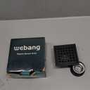 WEBANG 4 Inch Square Shower Floor Drain with Flange, Quadrato Pattern Grate Removable, Food-Grade SUS 304 Stainless Steel, Watermark&CUPC Certified, Matte Black