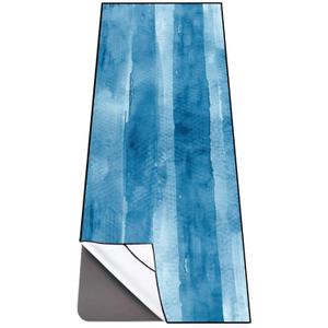 QiyI Yoga Mat Towel with Corner Pockets, Non Slip Sweat Absorbent Hot Yoga Towels, Soft Yoga Blankets with Travel Bag, Skidless Mat Cover for Workout, Gym, Fitness - 70"x26", Blue Tie Dye