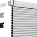 Boolegon No Drill Cellular Shades for Indoor Windows,Noise Reducing & Thermal Insulating Honeycomb Blinds,Cordless Free Stop Blackout Blinds Easy to Install, 26" W x 48" H,Blackout White