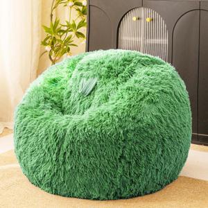 Sage Green Shaggy Bean Bag Chair Covers (No Filler), Comfy Plush Sage Green Bean Bag Chair Cover for Bedroom, Stuffed Animal Storage, Kids Adults Teens Girls Bean Bag Chairs, Anti-Slip (Large(38"x38"x40"))