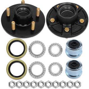 2 Sets 3500lb Trailer Axle Trailer Hub Kit 5 Bolt 4.5",54.5 Trailer Hub fit 1-1/16" to 1-3/8" Tapered Trailer Spindle,Trailer Hub Assembly,Boat Trailer Hubs 5 Lug (Not Fit for Straight Spindle)