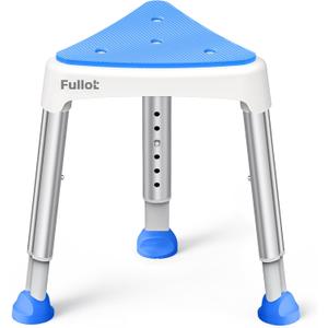 Space-Saving Triangular Shower Chair for Elderly and Disabled, 400 lbs Adjustable Shower Stool Seat with Stable-Bracing, Non-Slip Bathtub Chair, Tool-Free Assembly, Blue With Eva Pad