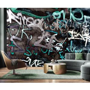 AFZEVEB-Black and White Art Graffiti Wallpaper wall murals for Bathroom 136"x96" (Not Peel and Stick)