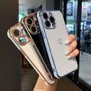 ZTOFERA Designed for iPhone 13 Pro Max Case 6.7 inch,Cute Plating Edge Love Hearts Pattern with Camera Lens Protection Phone Cover for Girls Women,Pink