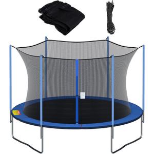 Cliselda Trampoline Replacement Safety Net for 6 Straight Poles Round Frame Trampolines, Breathable and Weather-Resistant, with Adjustable Straps, Zippers, Protection Buckles(Net Only)