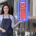 22" X 11" Led Neon Open Signs for Business 12V/2A Ultra Bright Led Neon Open Signs Plug In Electric Light Up Open Sign with ON/OFF Switch for Bar Salon Coffee Stores Club Hotel (Vertical)