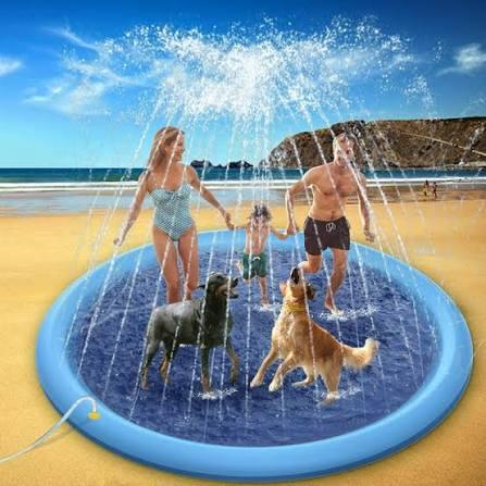 Raxurt Splash Sprinkler Pad for Dogs Kids, 97 Inch Anti-Slip Thickened Dog Pool Durable Upgrade Bath Pool Pet Summer Outdoor Water Toys, Blue