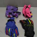 Geyoga 4 Pairs Kids Waterproof Ski Gloves Warm Windproof Winter Snow Gloves Cold Weather for Boys Girls (6-13 Years, Black, Blue, Purple, Pink)