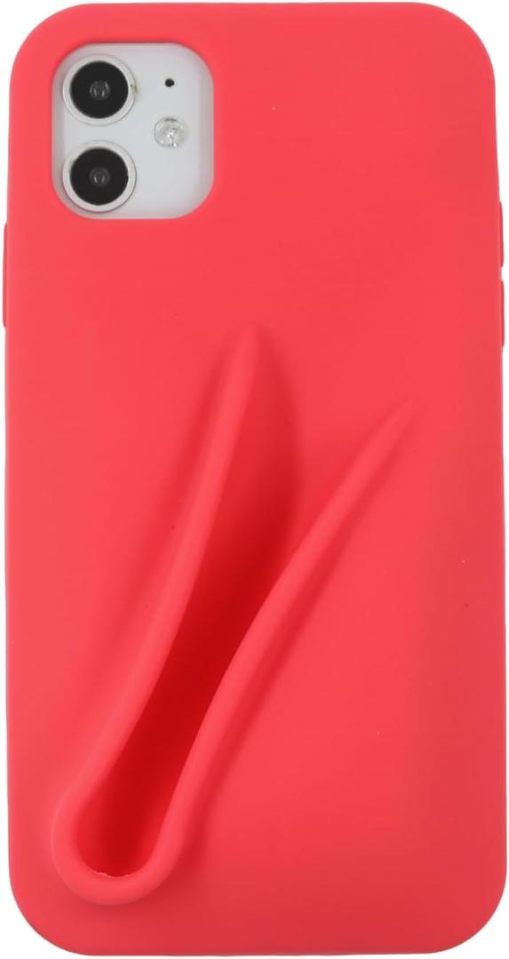 Soft Touch Silicone Lip Gloss Phone Case for iPhone 11, Minimalist Matte Design, Shockproof & Anti-Fingerprint Cover (Red)