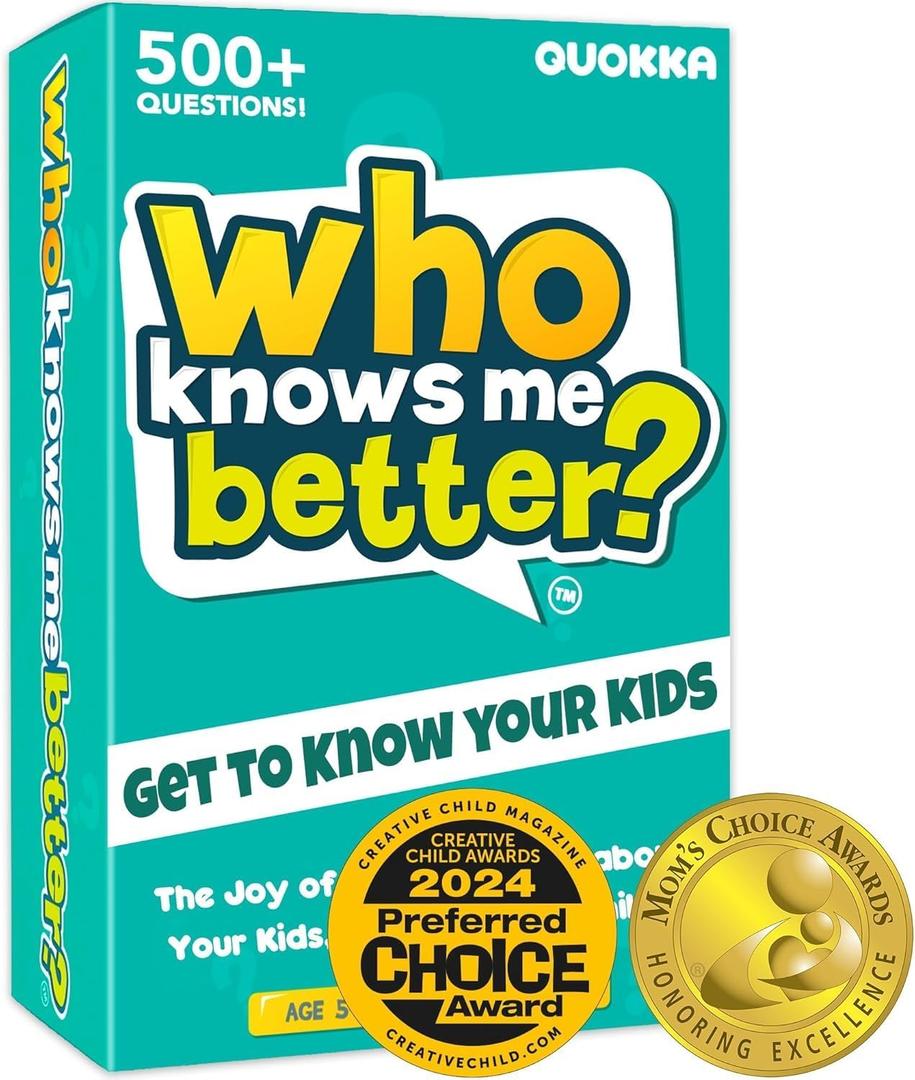 Family Board Games for Kids and Adults - Trivia Card Games for Kids 8-12 and Adults - Who Knows Me Better for Family Game Night - 500+ Facts Questions from Ages 6-8 Fun Travel Car Activities for 5+