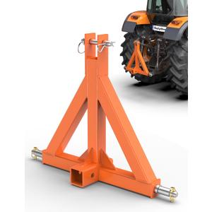 3 Point 2" Trailer Hitch Receiver Orange for Category 1 Tractors, Heavy Duty Towing Hitch Tractor Drawbar Attachment Category 1 Compatible with BX, Kubota, John Deere, NorTrac, Kioti, Yanmar