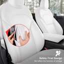 Car Seat Covers for New 2025-2026 Tesla Model Y Juniper Nappa Leather Car Interior Seat Airbag Compatible Cushion Cover Full Set Custom Fit, Nappa White