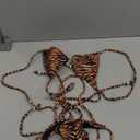 Women's 2 Pieces Zebra Striped Bikini Set Halter Triangle Swimsuit Y2K Tie Side Bathing Suit (Brown, X-Small)