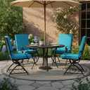 Summsun Patio Dining Chair Cushions with Non-Slip Bottom, Water Resistant Outdoor Seat Cushion with Ties, Removable Covers for Garden Lawn Patio Furniture, 44 x 20 Inch, Teal, Set of 4