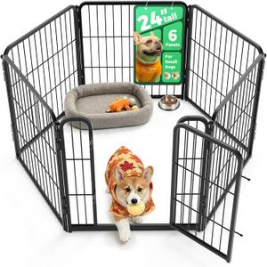 FXW Homeplus Indoor Dog Playpen, 24" H, 6 Panels, for Puppies & Small Dogs
Stress-free play, Heavy-duty, Semi-open design, Easy setup, Threshold-free gate, Expandable, Patented