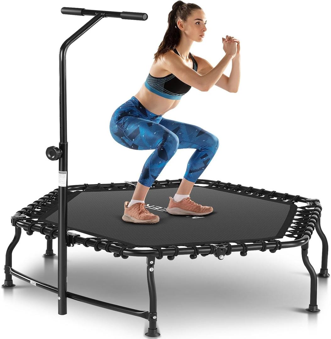 ANCHEER 50" Rebounder Trampoline for Adults With Bar, 550 LBS Mini Trampoline Quiet Exercise Bungee Jumping Cardio Trainer Workout