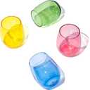 KX-WARE Unbreakable 18-ounce Acrylic Stemless Wine Glasses All Purpose Plastic Tumbler, set of 4 Multicolor Dishwasher Safe BPA Free Classic Style