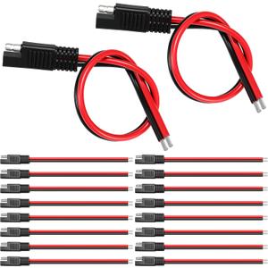 Frienda 8 Pack 12 Awg SAE Connectors Cable 1 Feet SAE Extension Cable Compatible with 2 Pin Single Plug Disconnect, Power Automotive Extension Connectors for Motorcycles, Cars, Solar Panels, Chargers