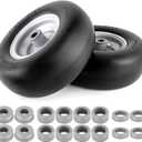 11x4.00-5 Lawn Mower Tires Flat Free Tire and Wheel 2 Pack Universal Fit 11x4-5 Flat Free Tire with Rim, 3.4"-4"-4.5"-5" Centered Hub, 3/4" or 5/8" or 1/2"Bushings