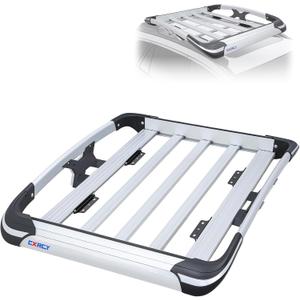 Roof Basket, Anti-Rust Aluminum Roof Basket, Universal Rooftop Cargo Carrier, Suitable for roof Racks, Equipped with crossbars,63"x43"x6",250lb Supports, Large Version (Silver)