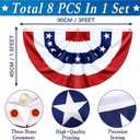 8 Pack 1.5 X 3 FT American Bunting Flag 4th of July Decorations, USA Pleated Fan Flag Memorial Day Patriotic Half Fan Banner 100% Polyester Fourth July Independence Day Outdoor Indoor Decor
