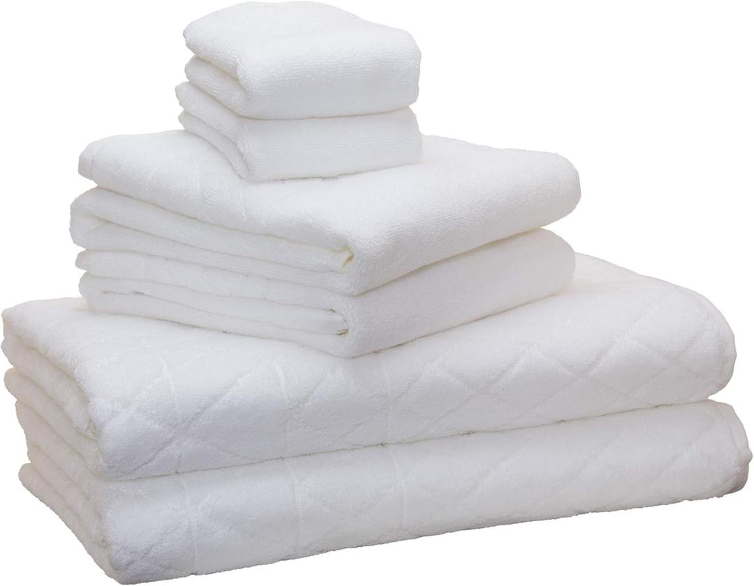 Towel Set - White - 2 Bath Sheets, 2 Hand Towels, 2 Washcloths - Bath Sheet Set