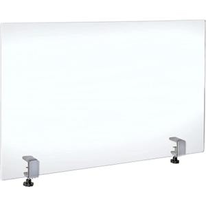 Azar Displays Protective Sneeze Guard for Counter and Desk with Clamp - Plexiglass Barrier (Pack of 1) - Acrylic Desk Shield with Metal Counter Edge Clamp. Plastic Shield for Desk, Clear (179756-187)