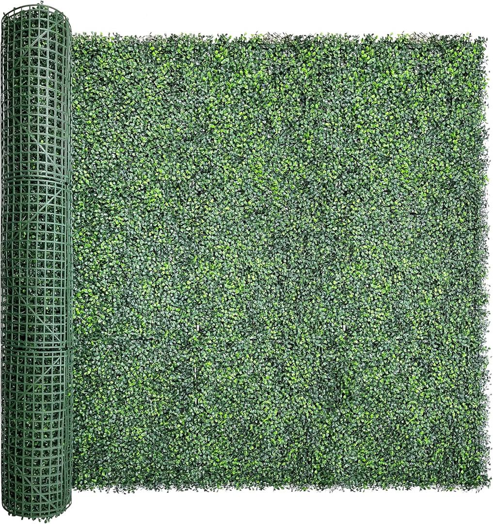 Artificial Boxwood Roll 60"x120" (50 Sqft) UV-Anti Ivy Fence Privacy Screen Faux Greenery Grass Wall Pannels for Patio Balcony Privacy, Garden, Backyard Backdrop and Fence Decor