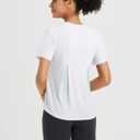 baleaf Women's Workout Tops Short Sleeve Loose Fit Yoga Athletic Shirts Lightweight Moisture Wicking Running Top (White, XL)