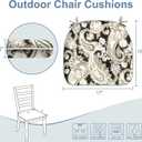 LVTXIII Set of 4 Outdoor Chair Cushions for Patio Furniture, Water Repellent Patio Chair Cushions 17"x16" with Ties, U-Shaped Dining Chair Pads for Garden Kitchen Use, Paisley Black